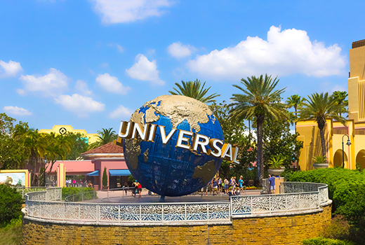 Universal globe out front of Universal Studios in Orlando, FL