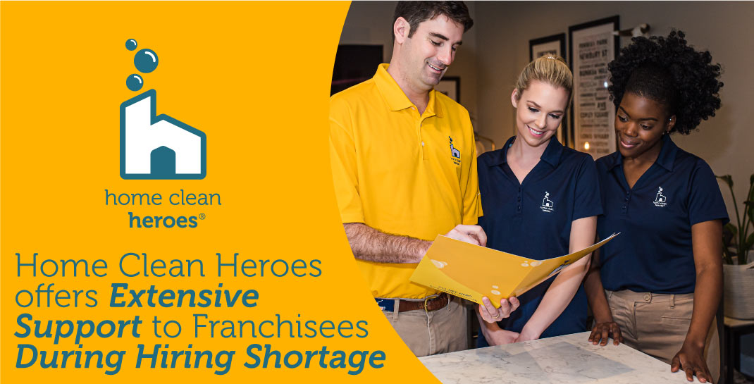 Home Clean Heroes corporate team member offering support to employees