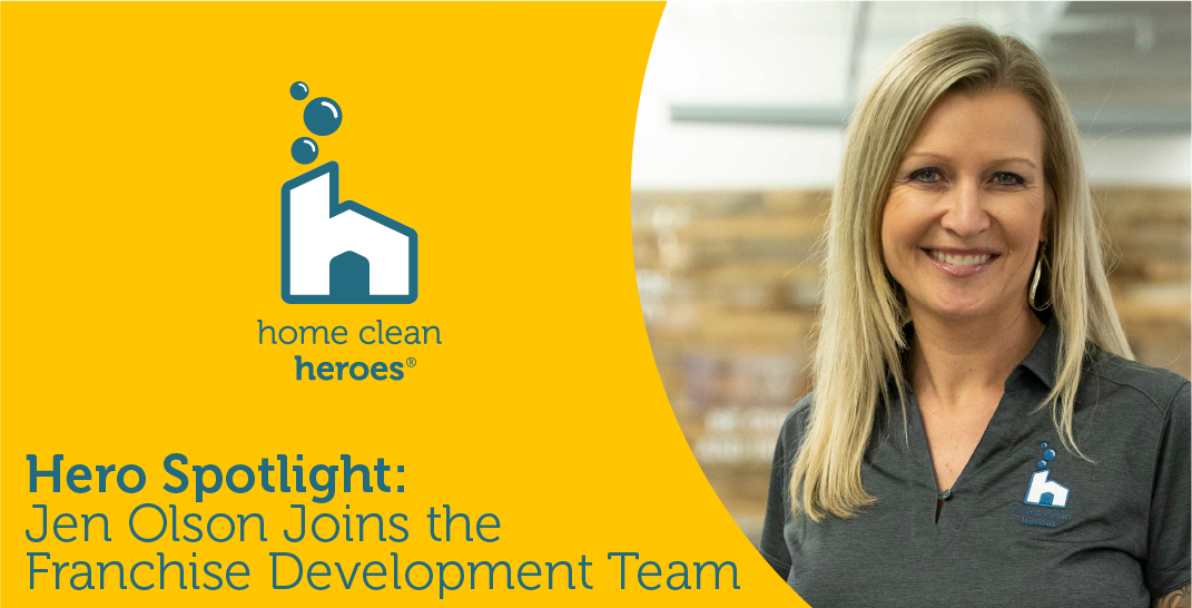 Jen Olson in a Home Clean Heroes polo